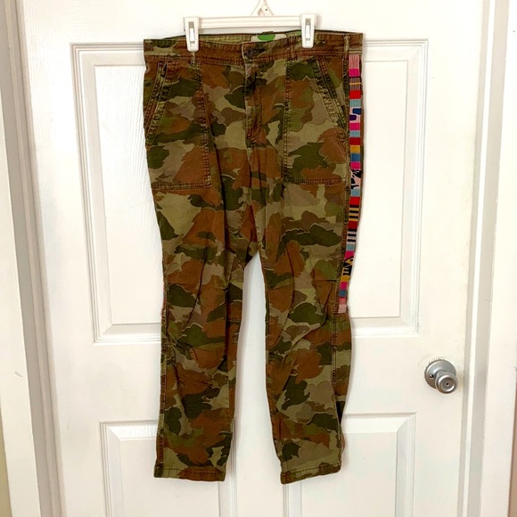 Camo embroidered Anthropologie Pants - Picture 1 of 1